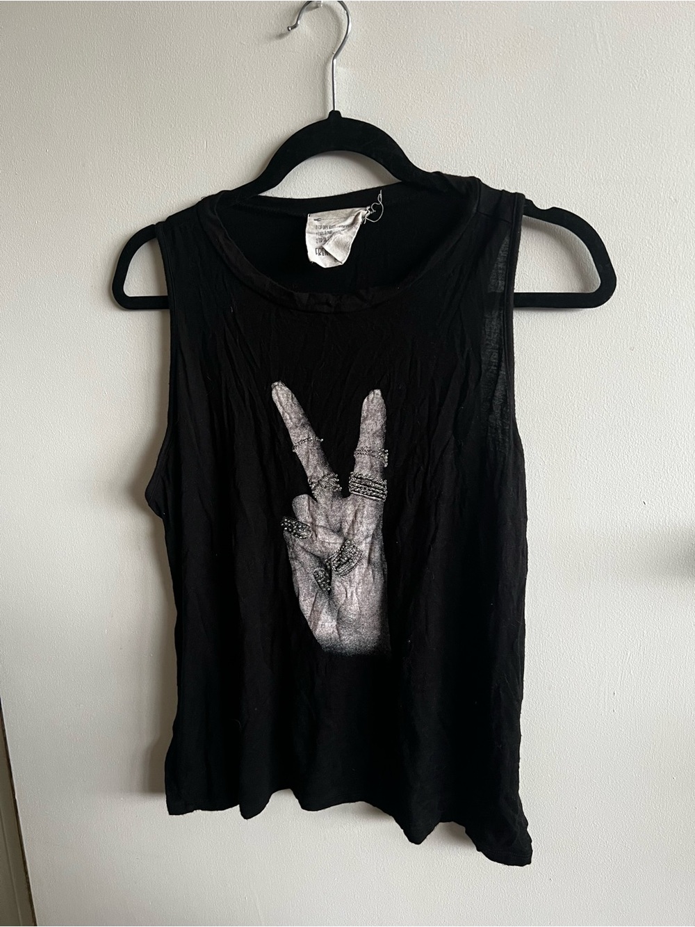 french pastry Black Graphic Peace Sign Tank Top